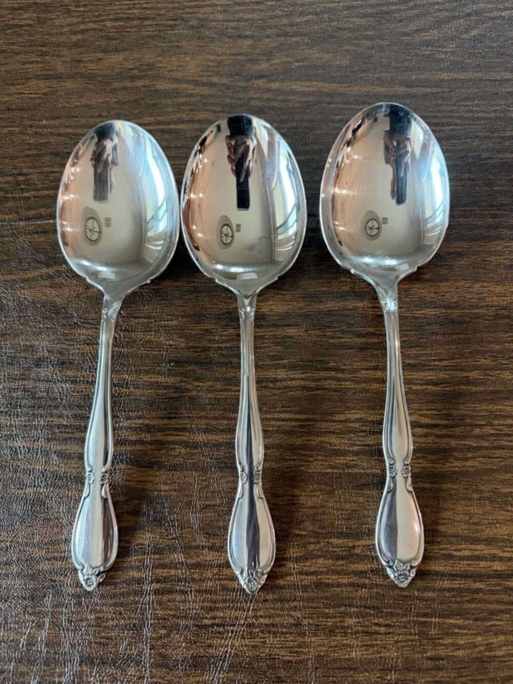 Set of 3 Oneida Community Chatelaine Stainless Casserole Serving Spoons 8.5"